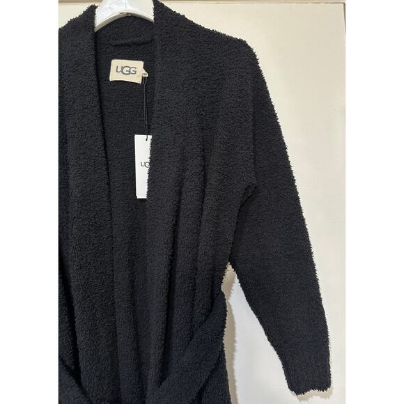 UGG Lenny Black Bathrobe Size Small NWT Relaxed Fit Soft Cozy Self-Belt Pockets - Picture 8 of 16